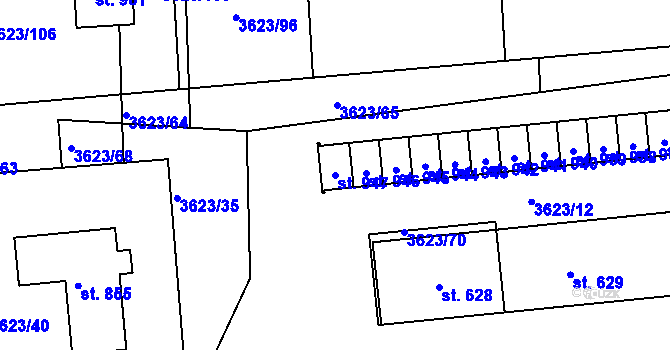 Parcela st. 947 v KÚ Kožlany, Katastrální mapa