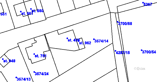 Parcela st. 962 v KÚ Kožlany, Katastrální mapa