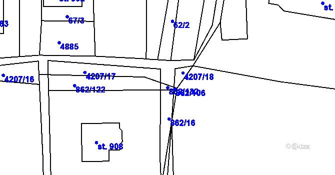 Parcela st. 862/132 v KÚ Kožlany, Katastrální mapa