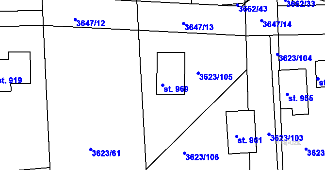 Parcela st. 969 v KÚ Kožlany, Katastrální mapa