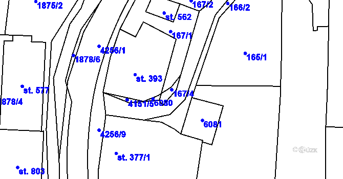 Parcela st. 167/4 v KÚ Kožlany, Katastrální mapa