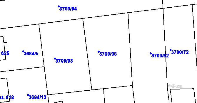 Parcela st. 3700/98 v KÚ Kožlany, Katastrální mapa