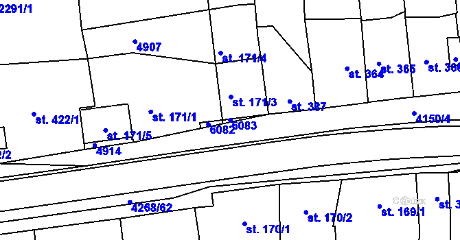Parcela st. 6083 v KÚ Kožlany, Katastrální mapa