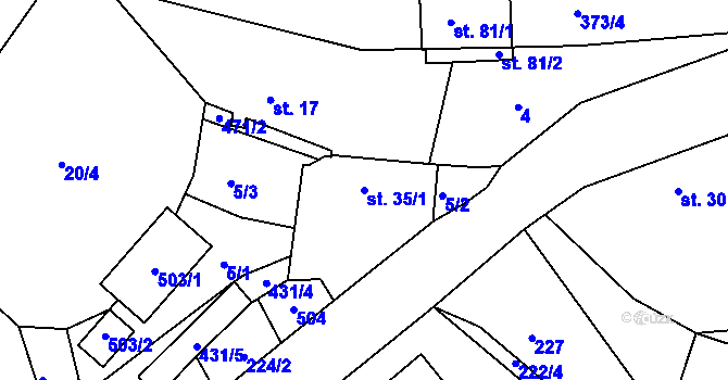 Parcela st. 35/1 v KÚ Bohumilice u Kožlí, Katastrální mapa
