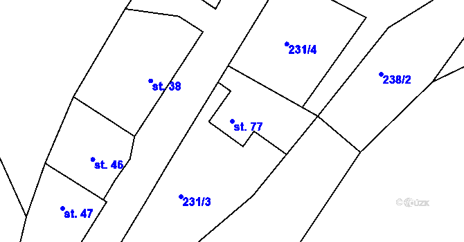 Parcela st. 77 v KÚ Bohumilice u Kožlí, Katastrální mapa