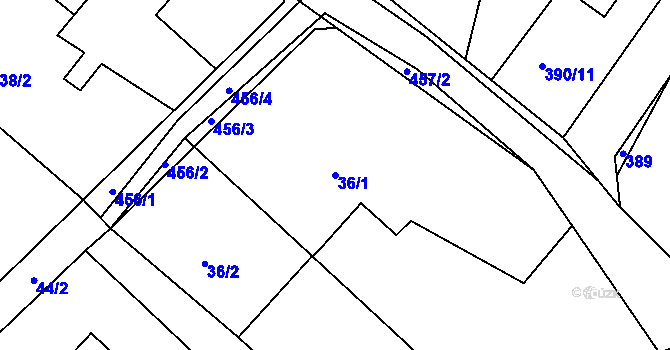 Parcela st. 36/1 v KÚ Bohumilice u Kožlí, Katastrální mapa