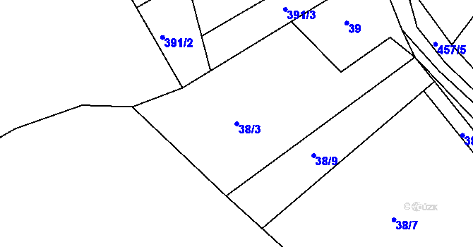 Parcela st. 38/3 v KÚ Bohumilice u Kožlí, Katastrální mapa