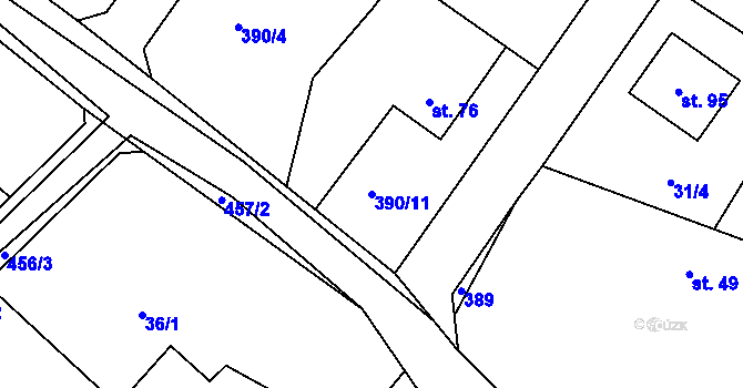 Parcela st. 390/11 v KÚ Bohumilice u Kožlí, Katastrální mapa