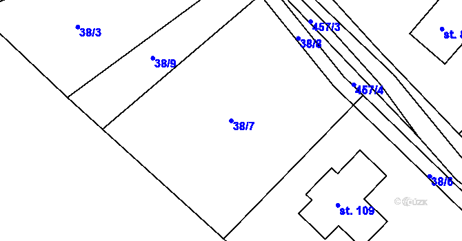 Parcela st. 38/7 v KÚ Bohumilice u Kožlí, Katastrální mapa