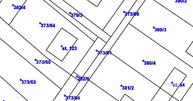 Parcela st. 373/61 v KÚ Bohumilice u Kožlí, Katastrální mapa