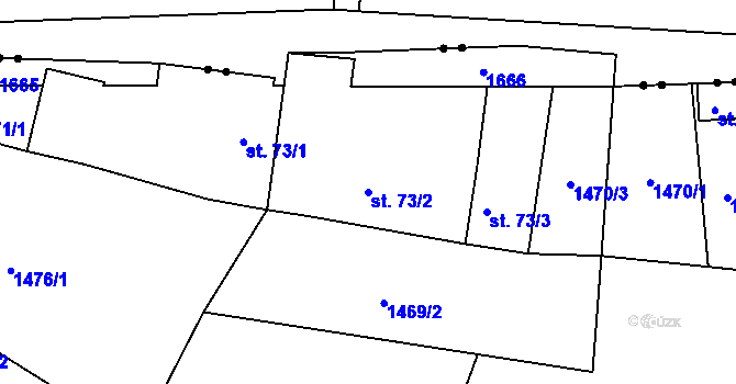 Parcela st. 73/2 v KÚ Kožlí, Katastrální mapa