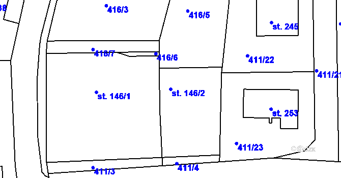 Parcela st. 146/2 v KÚ Kožlí, Katastrální mapa