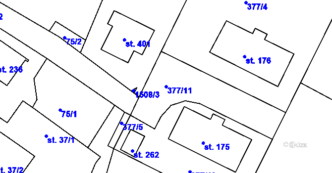 Parcela st. 377/11 v KÚ Kožlí, Katastrální mapa