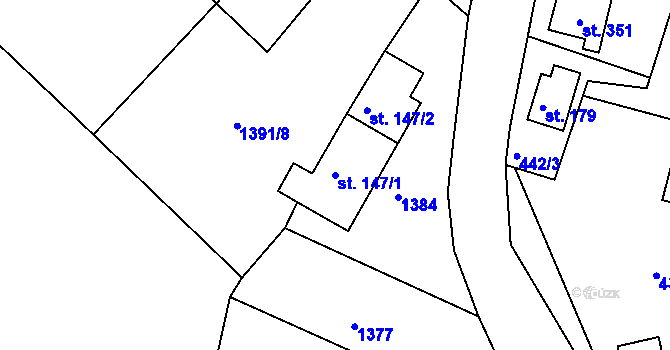 Parcela st. 147/1 v KÚ Kožlí, Katastrální mapa