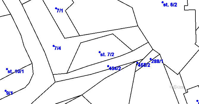 Parcela st. 7/2 v KÚ Sechov, Katastrální mapa