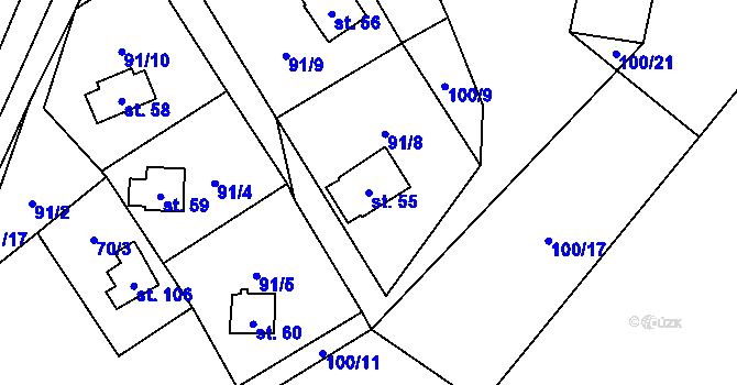 Parcela st. 55 v KÚ Sechov, Katastrální mapa