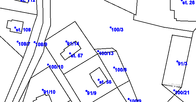 Parcela st. 100/13 v KÚ Sechov, Katastrální mapa