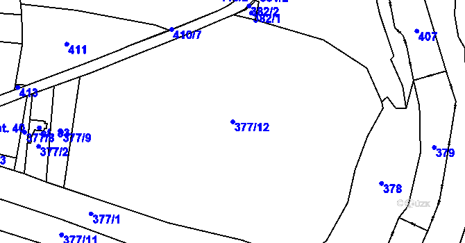 Parcela st. 377/12 v KÚ Sechov, Katastrální mapa