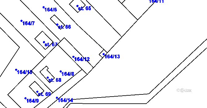 Parcela st. 164/13 v KÚ Sechov, Katastrální mapa