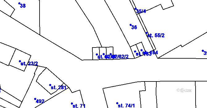 Parcela st. 62/3 v KÚ Kožušany, Katastrální mapa