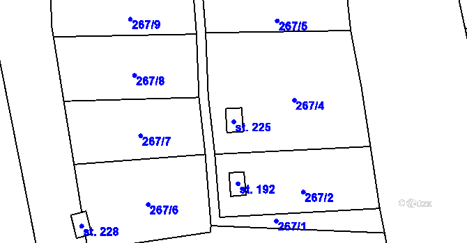 Parcela st. 225 v KÚ Kožušany, Katastrální mapa