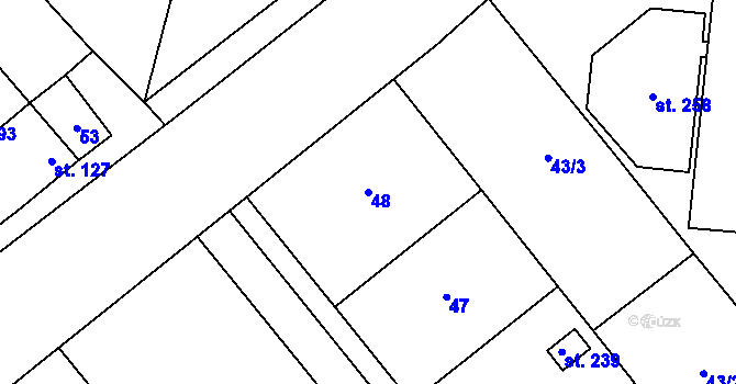 Parcela st. 48 v KÚ Kožušany, Katastrální mapa