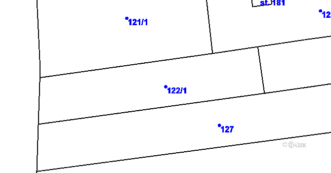 Parcela st. 122/1 v KÚ Kožušany, Katastrální mapa
