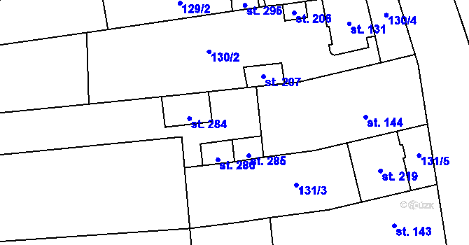 Parcela st. 131/2 v KÚ Kožušany, Katastrální mapa