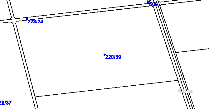 Parcela st. 228/39 v KÚ Kožušany, Katastrální mapa