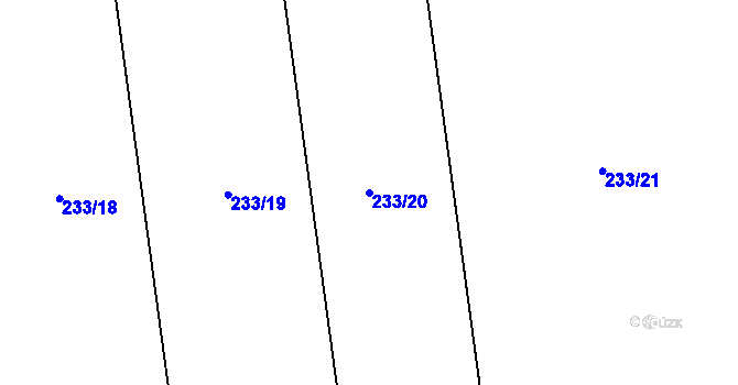 Parcela st. 233/20 v KÚ Kožušany, Katastrální mapa