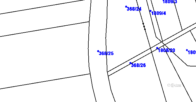 Parcela st. 368/25 v KÚ Kožušany, Katastrální mapa