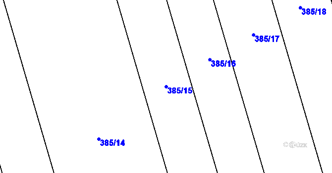Parcela st. 385/15 v KÚ Kožušany, Katastrální mapa
