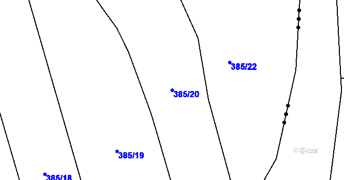 Parcela st. 385/20 v KÚ Kožušany, Katastrální mapa