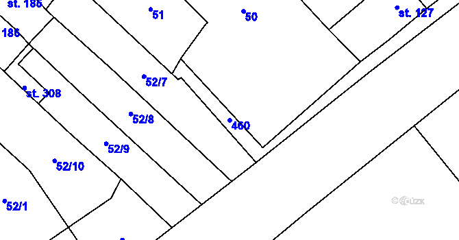 Parcela st. 460 v KÚ Kožušany, Katastrální mapa