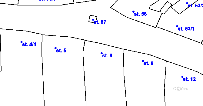 Parcela st. 8 v KÚ Tážaly, Katastrální mapa