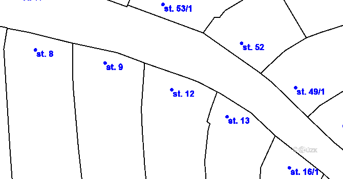 Parcela st. 12 v KÚ Tážaly, Katastrální mapa