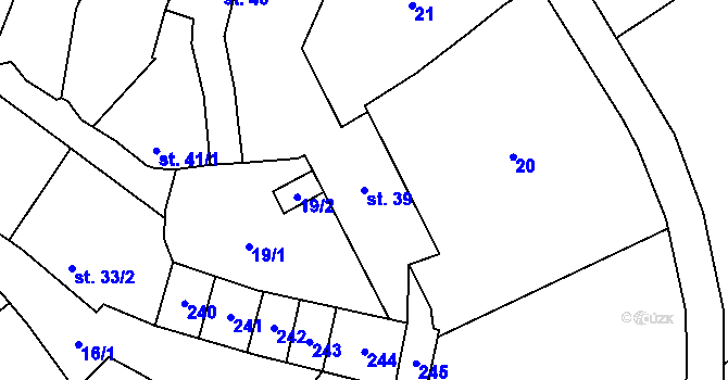 Parcela st. 39 v KÚ Tážaly, Katastrální mapa