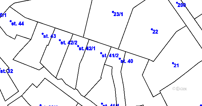 Parcela st. 41/2 v KÚ Tážaly, Katastrální mapa