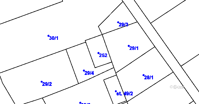 Parcela st. 51 v KÚ Tážaly, Katastrální mapa