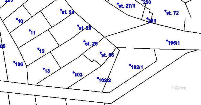 Parcela st. 66 v KÚ Tážaly, Katastrální mapa