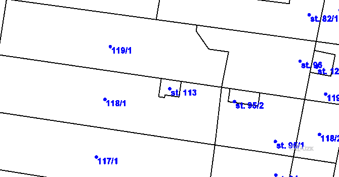 Parcela st. 113 v KÚ Tážaly, Katastrální mapa
