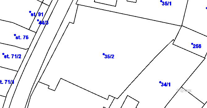 Parcela st. 35/2 v KÚ Tážaly, Katastrální mapa