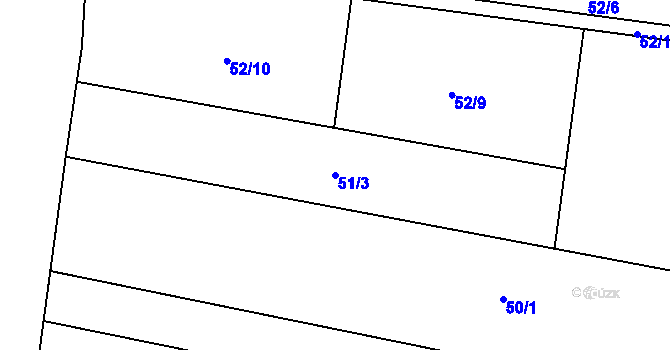 Parcela st. 51/3 v KÚ Tážaly, Katastrální mapa