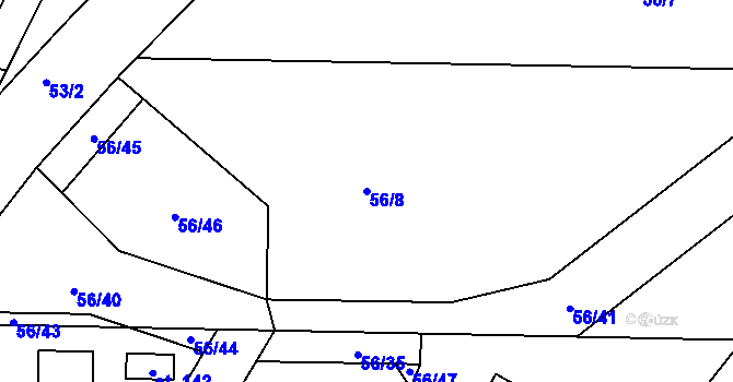 Parcela st. 56/8 v KÚ Tážaly, Katastrální mapa