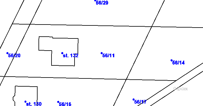 Parcela st. 56/11 v KÚ Tážaly, Katastrální mapa