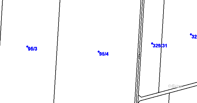Parcela st. 95/4 v KÚ Tážaly, Katastrální mapa