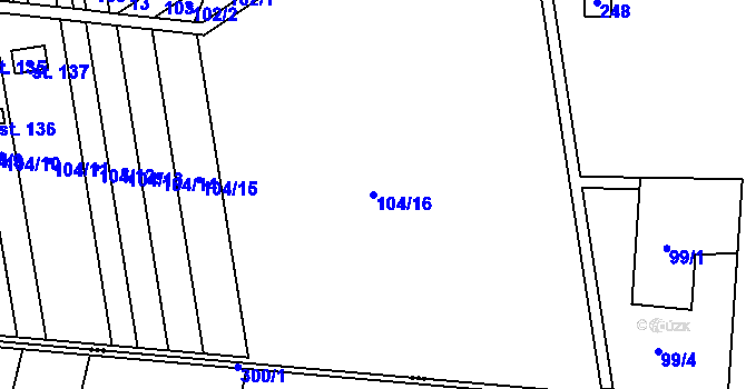 Parcela st. 104/16 v KÚ Tážaly, Katastrální mapa
