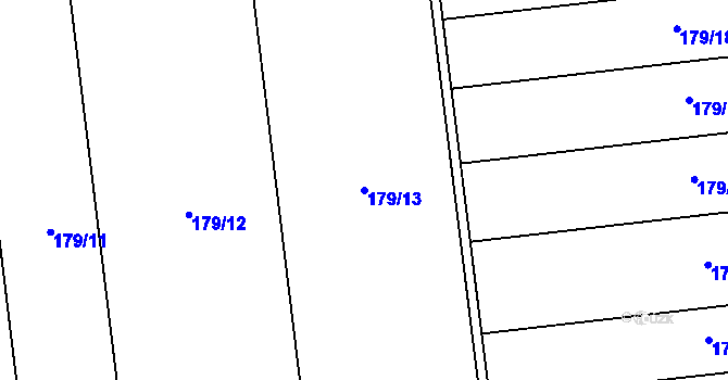 Parcela st. 179/13 v KÚ Tážaly, Katastrální mapa