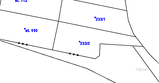 Parcela st. 233/2 v KÚ Tážaly, Katastrální mapa