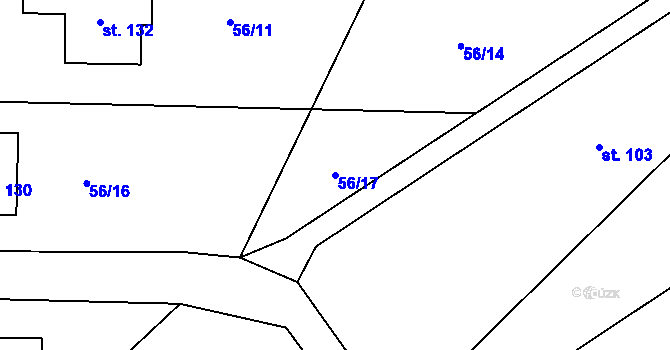 Parcela st. 56/17 v KÚ Tážaly, Katastrální mapa